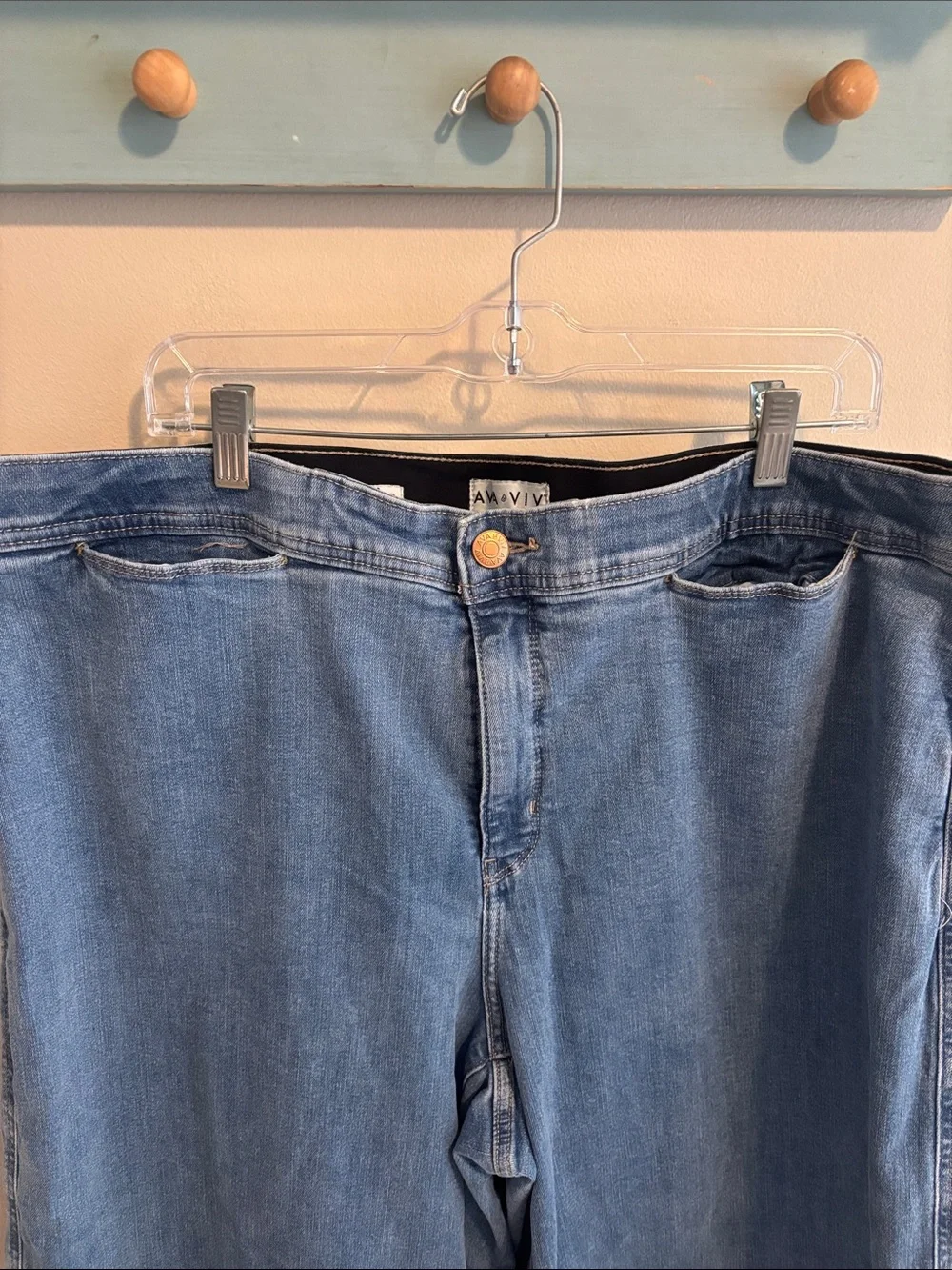Ava & Viv High Rise Wide Leg Cropped Jeans Size 18 Blue Stretch Denim Plus